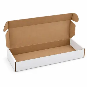 Flat 10.5 X 6 X 1.5 inch Auto Lock Mailer Corrugated White Boxes - 3 PLY (150 GSM)