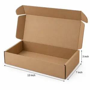 Mailer 13X7X3 Inch Auto Lock Flat Corrugated Brown Boxes - 3 PLY (150 GSM)