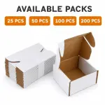 Flat 3.5 X 3 X 2.5 inch Auto Lock Mailer Corrugated White Boxes - 3 PLY (150 GSM)