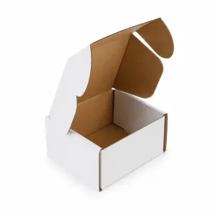 Flat 3.5 X 3 X 2.5 inch Auto Lock Mailer Corrugated White Boxes - 3 PLY (150 GSM)