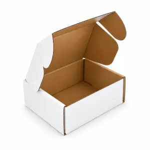 Self-locking 4.5 X 3 X 2.5 inch Auto Lock Mailer Corrugated White Boxes - 3 PLY (150 GSM)