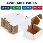 5x5x2 Inch White 3-Ply Self Locking Cardboard Mailing Boxes for E-commerce and Gift Packaging.