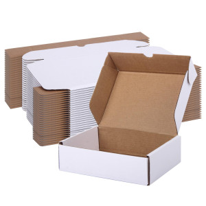 Flat 7 X 4 X 2 inch Auto Lock Mailer Corrugated White Boxes - 3 PLY (150 GSM)