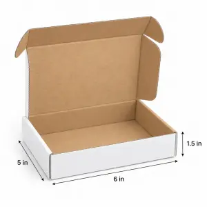 6x5x1.5 Inch Self Lock White 3-Ply Self-Locking Cardboard Mailing Boxes for E-commerce and Gift Packaging.