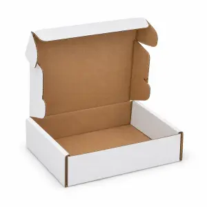 Flat 7 X 6 X 1.75 inch Auto Lock Mailer Corrugated White Boxes - 3 PLY (150 GSM)