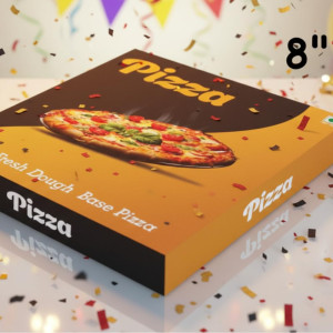 8 Inch Premium Printed Pizza Boxes, Durable 3-Ply Corrugated, Ideal for Takeaway, Delivery, and Home Parties, Food Grade