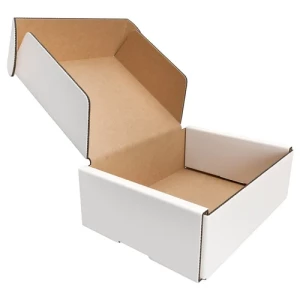 Flat 10.5 X 6 X 1.5 inch Auto Lock Mailer Corrugated White Boxes - 3 PLY (150 GSM)