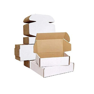 Flat 8 X 5 X 2 inch Auto Lock Mailer Corrugated White Boxes - 3 PLY (150 GSM)
