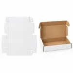 Flat 8 X 5 X 2 inch Auto Lock Mailer Corrugated White Boxes - 3 PLY (150 GSM)