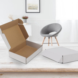 Flat 7 X 2 X 1.5 inch Auto Lock Mailer Corrugated White Boxes - 3 PLY (150 GSM)