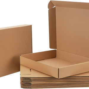 Flat 9.5 X 9.5 X 1.5 inch Auto Lock Mailer Corrugated Brown Boxes - 3 PLY (150 GSM)