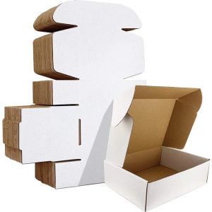 Flat 9 X 6 X 2 inch Auto Lock Mailer Corrugated White Boxes - 3 PLY (150 GSM)