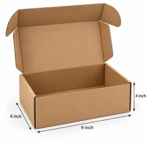 Mailer 9 X 6 X 4 Inch Auto Lock Flat 3Ply Corrugated Packaging Boxes.